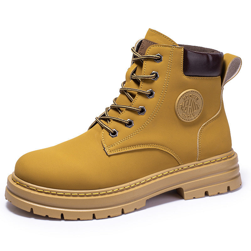 Brita Stilo Grandaj Flavaj Botoj Aŭtuno kaj Vintro Novaj Motorciklaj Platformaj Botoj Viraj Ledaj Martin Botoj X8081