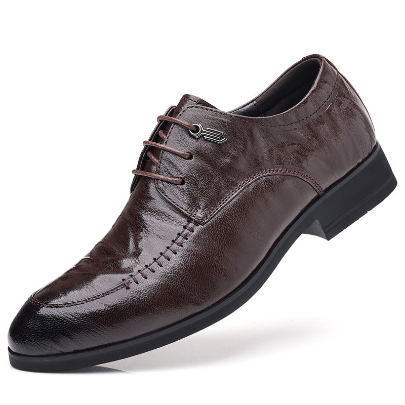 Printempa komerco formalaj viraj ledaj ŝuoj Viraj pinta kapo brita navedanto unua tavola ŝaffelaj ŝuoj fabriko pogranda