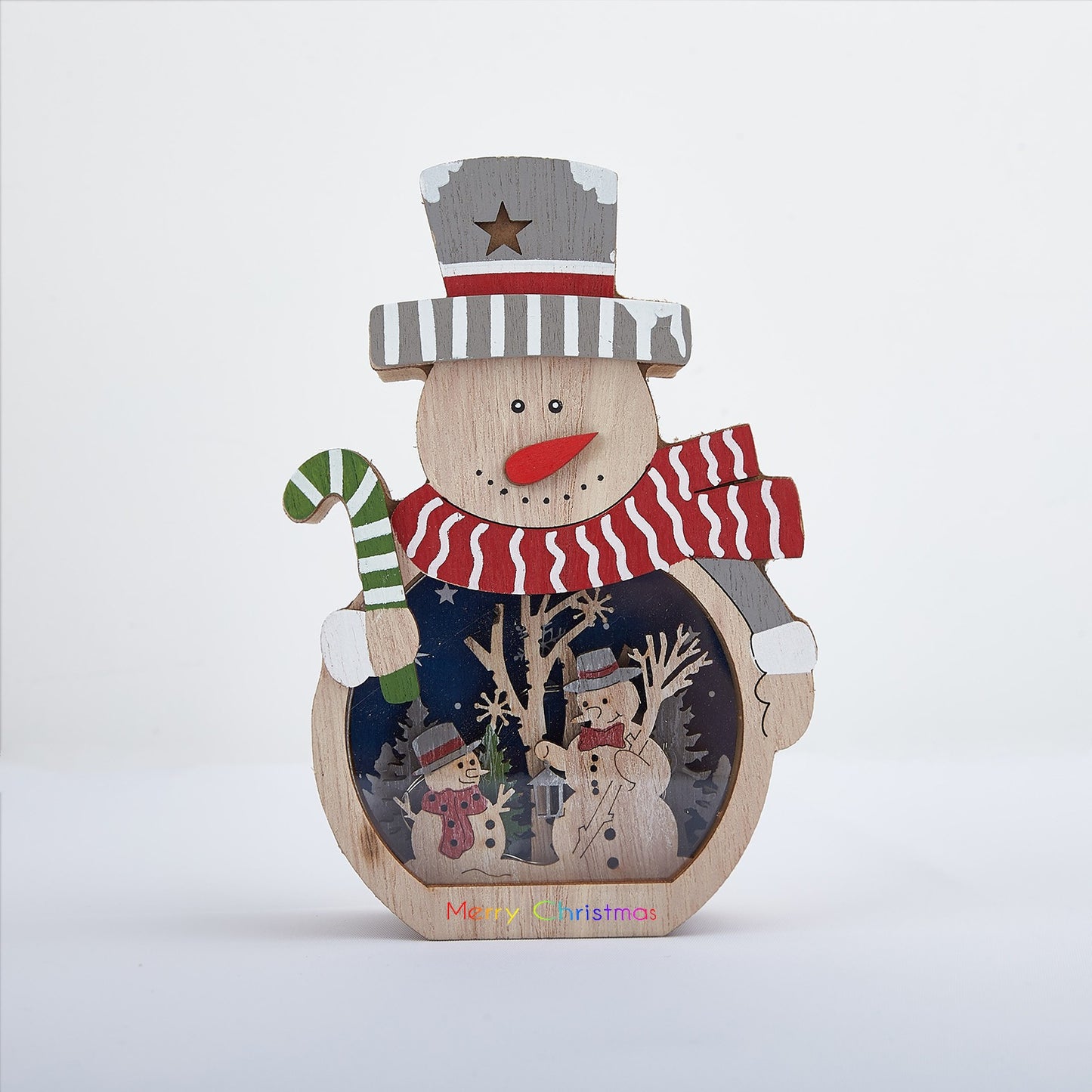 LED Light-Up Wooden Santa Claus Ornament | Festive Decoration for Christmas Tree & Home