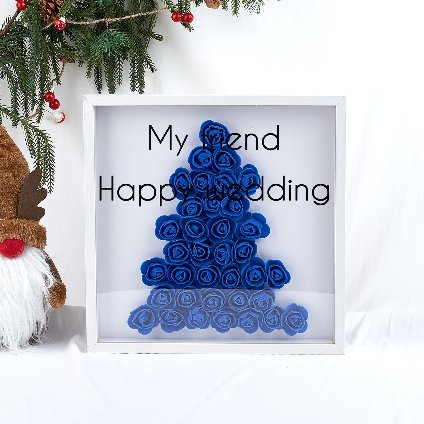 Happy wedding Christmas Tree Paper Flower Shadow Box