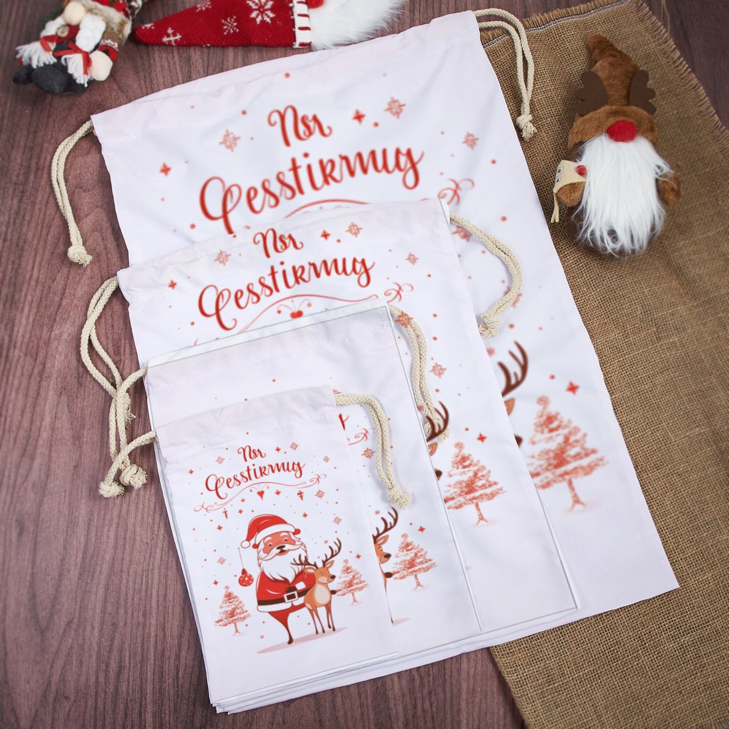 4 Pako de Kristnaska Sako Ekstre Grandaj Kristnaskaj Donacaj Sakoj Kotono Reciklebla Ŝnuro Kristnaskaj Sakoj por Donacoj, Grandaj Kristnaskaj Sakoj por Donacoj, Grandaj Kristnaskaj Sakoj, Donaca envolvaĵo Feria Dekoracio Kristnaskaj Sakoj