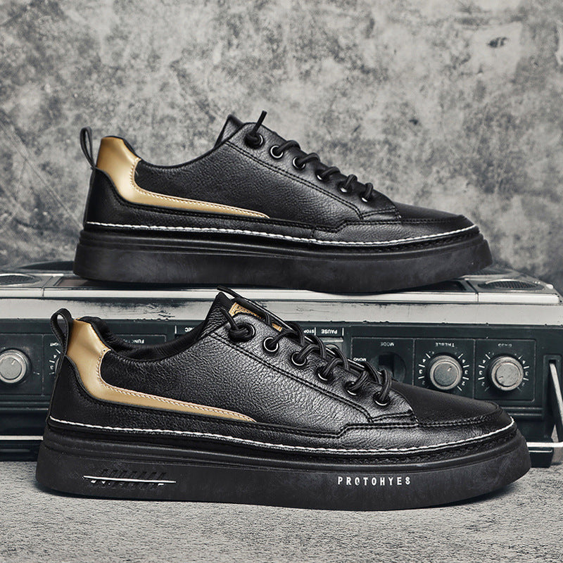 Viroj 2024 printempo novaj modaj ŝuoj Korea versio de la tendencaj ledaj ŝuoj viroj sportaj malgrandaj blankaj someraj hazardaj tabulŝuoj 