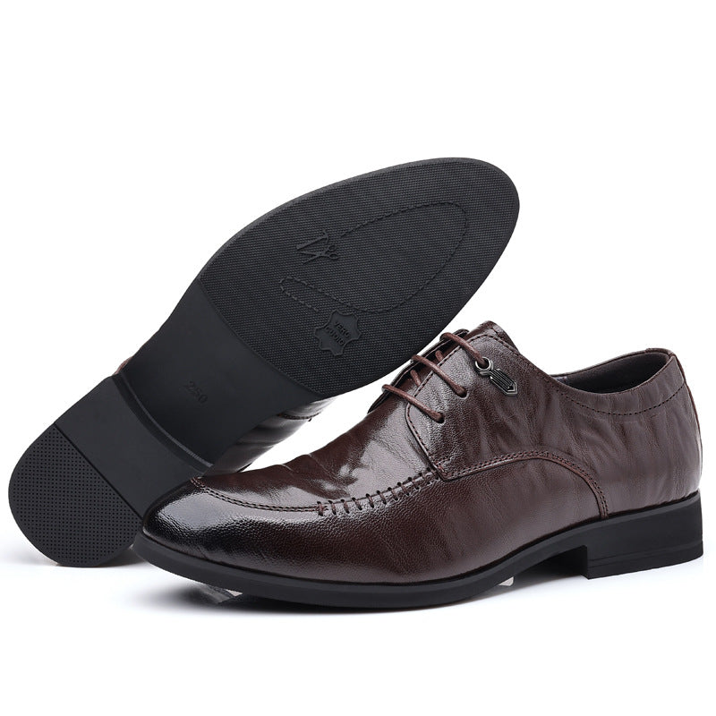 Printempa komerco formalaj viraj ledaj ŝuoj Viraj pinta kapo brita navedanto unua tavola ŝaffelaj ŝuoj fabriko pogranda