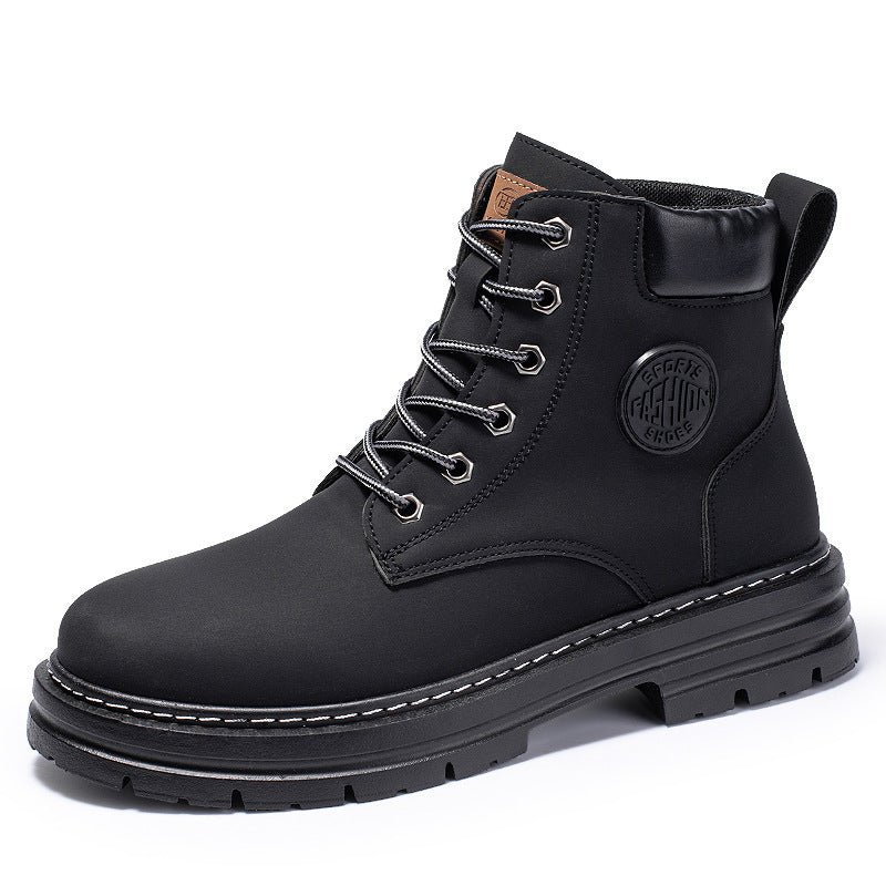 Brita Stilo Grandaj Flavaj Botoj Aŭtuno kaj Vintro Novaj Motorciklaj Platformaj Botoj Viraj Ledaj Martin Botoj X8081 