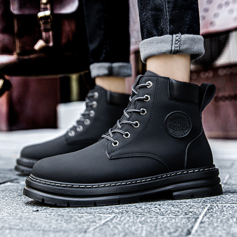 Brita Stilo Grandaj Flavaj Botoj Aŭtuno kaj Vintro Novaj Motorciklaj Platformaj Botoj Viraj Ledaj Martin Botoj X8081 