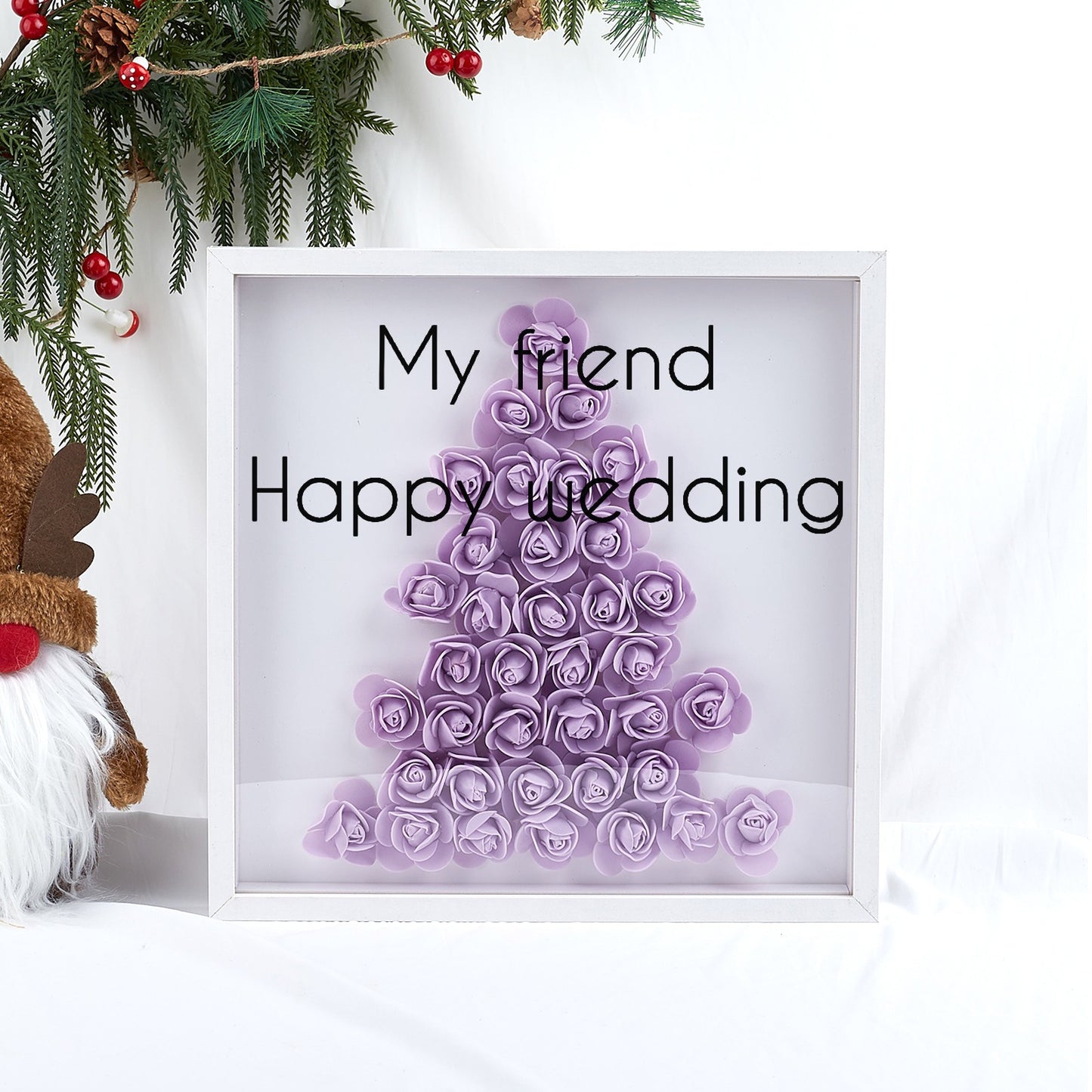 Happy wedding Christmas Tree Paper Flower Shadow Box