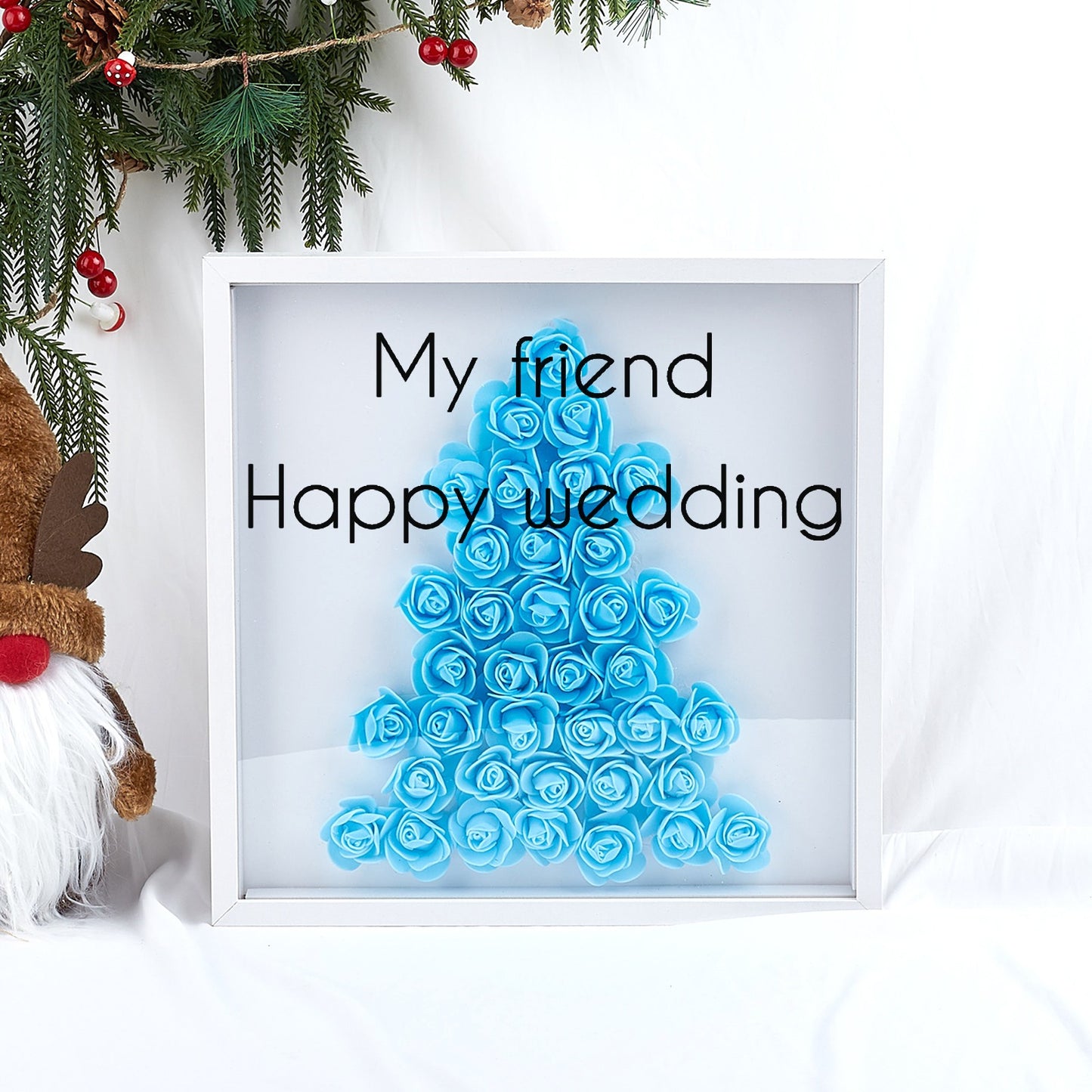Happy wedding Christmas Tree Paper Flower Shadow Box