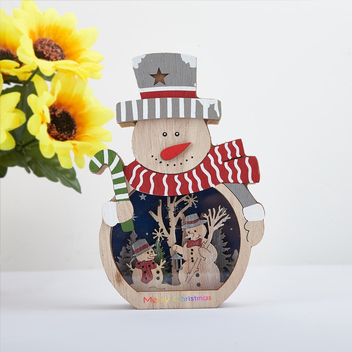 LED Light-Up Wooden Santa Claus Ornament | Festive Decoration for Christmas Tree & Home