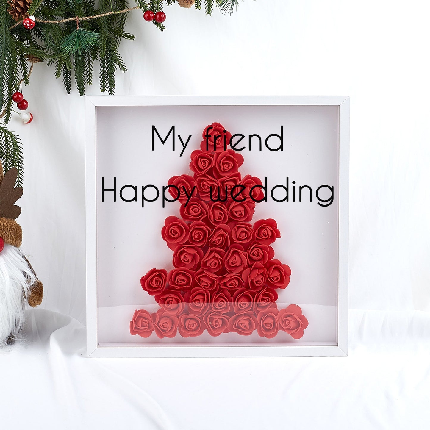Happy wedding Christmas Tree Paper Flower Shadow Box